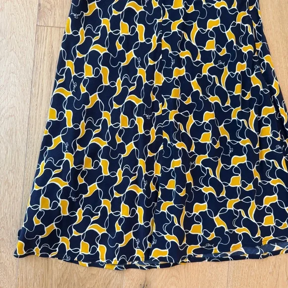 STAUD Mini Milla Dress in navy yellow abstract print size 4 - Picture 5 of 9